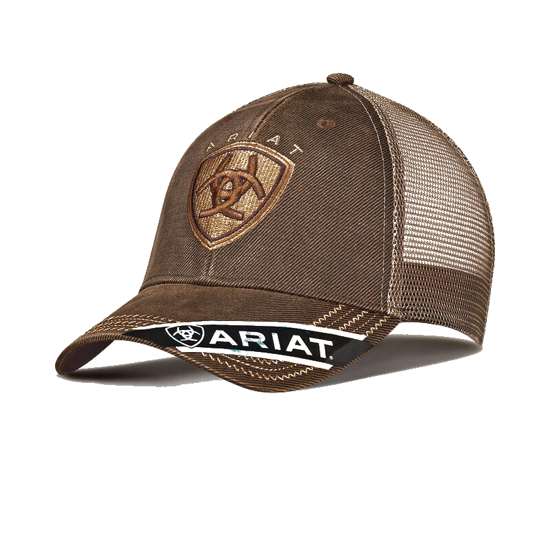 ARIAT MENS OILSKIN MESH BROWN CAP